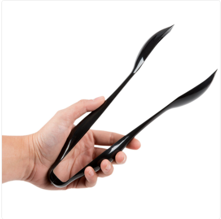10.5" Black Disposable Plastic Tongs (Pack of 3)