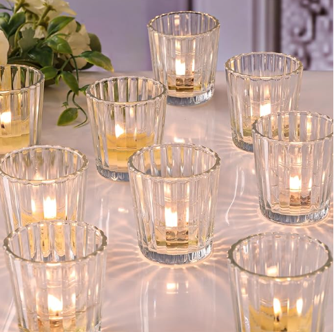 Vintage Ribbed Votive Candle Holders